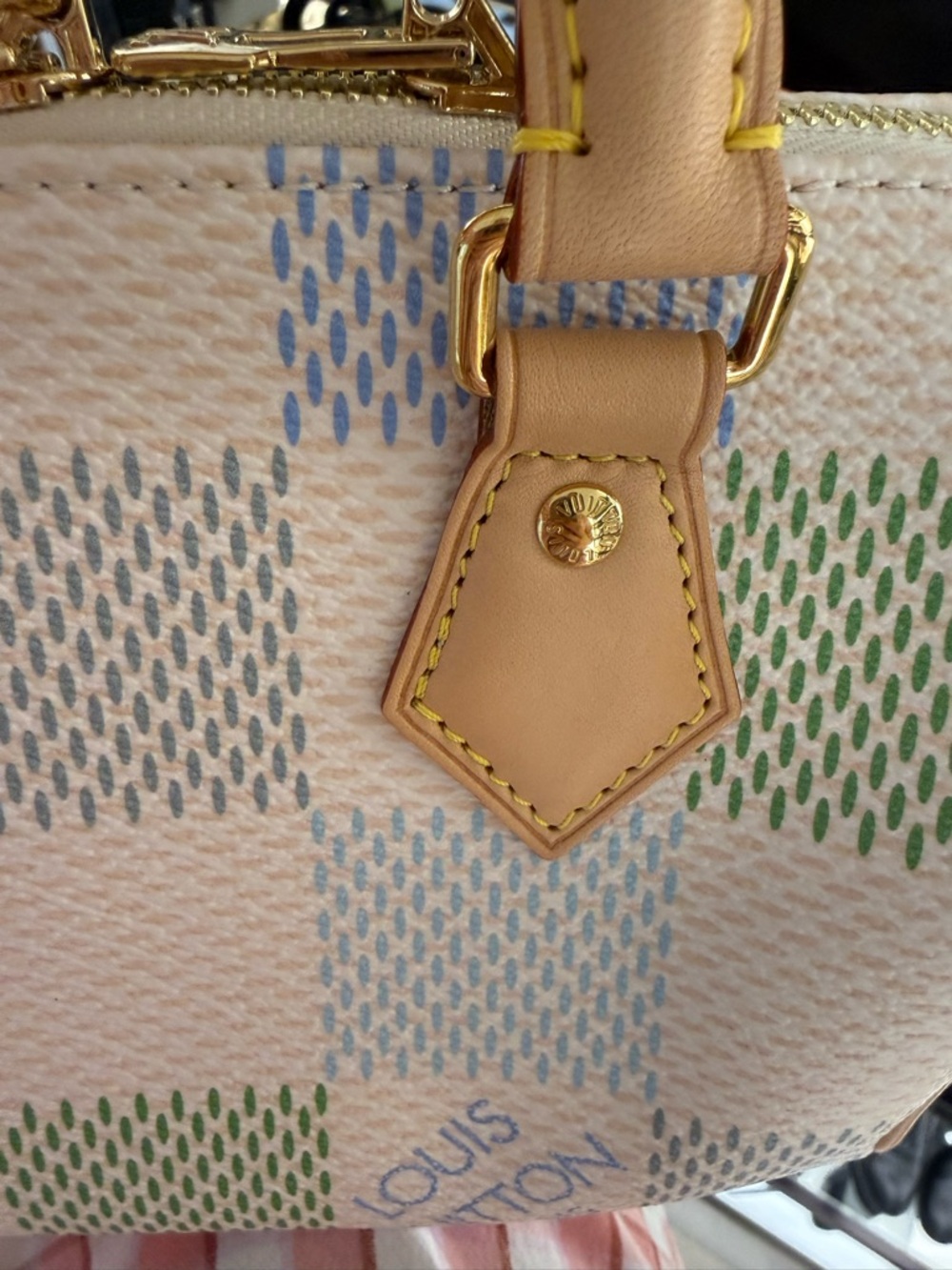 Louis Vuitton Cream, Tan, and Green Speedy 20 Bag - Picture 12 of 16